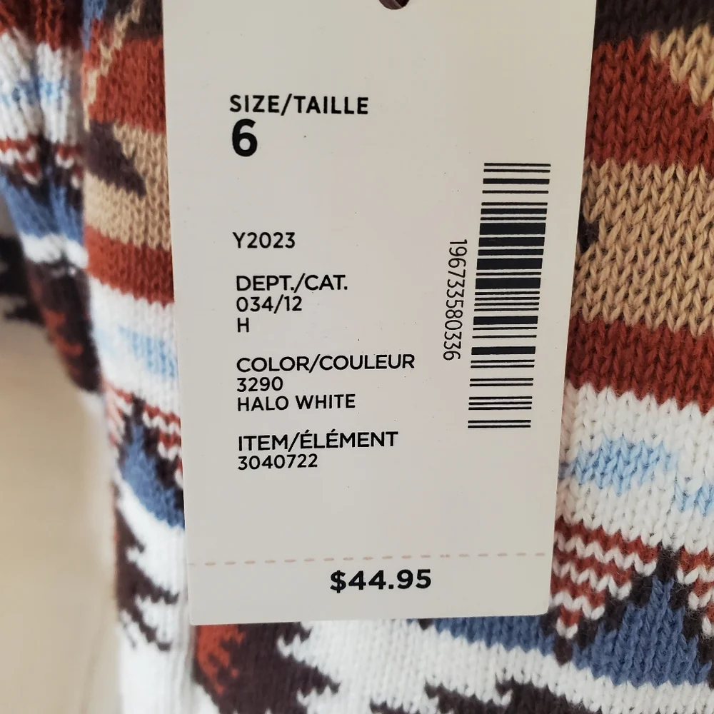 Gymboree Girls Intarsia Fairisle Long Cardigan Montana Mountain White Size 6